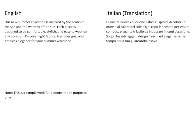 translate texts from english to italian